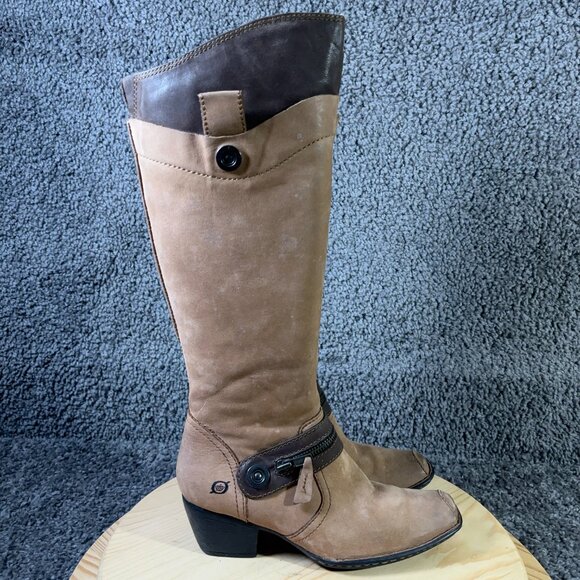 Born Riding Boots Nenna Womens Sz 6.5 Leather Brown Harness Knee High Equestrian - Picture 3 of 10